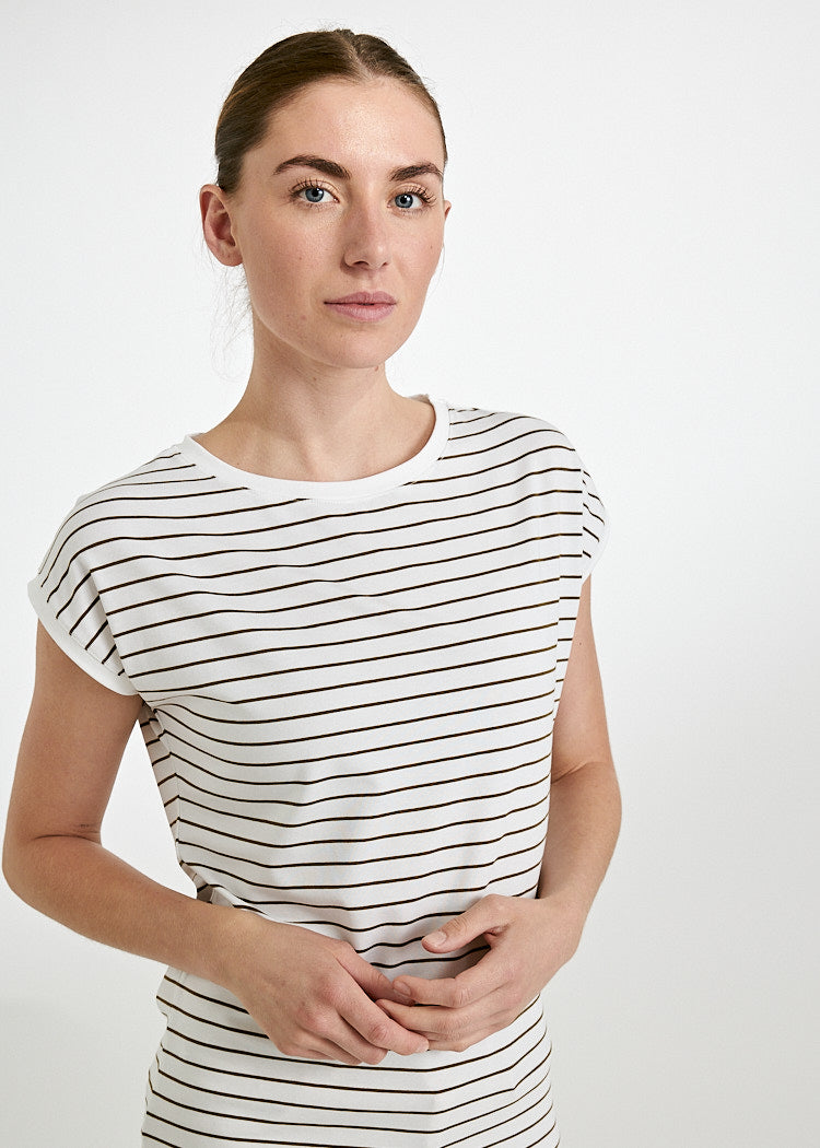 Wijld Elena Thin Stripes Olive Damen Shirt aus Holz