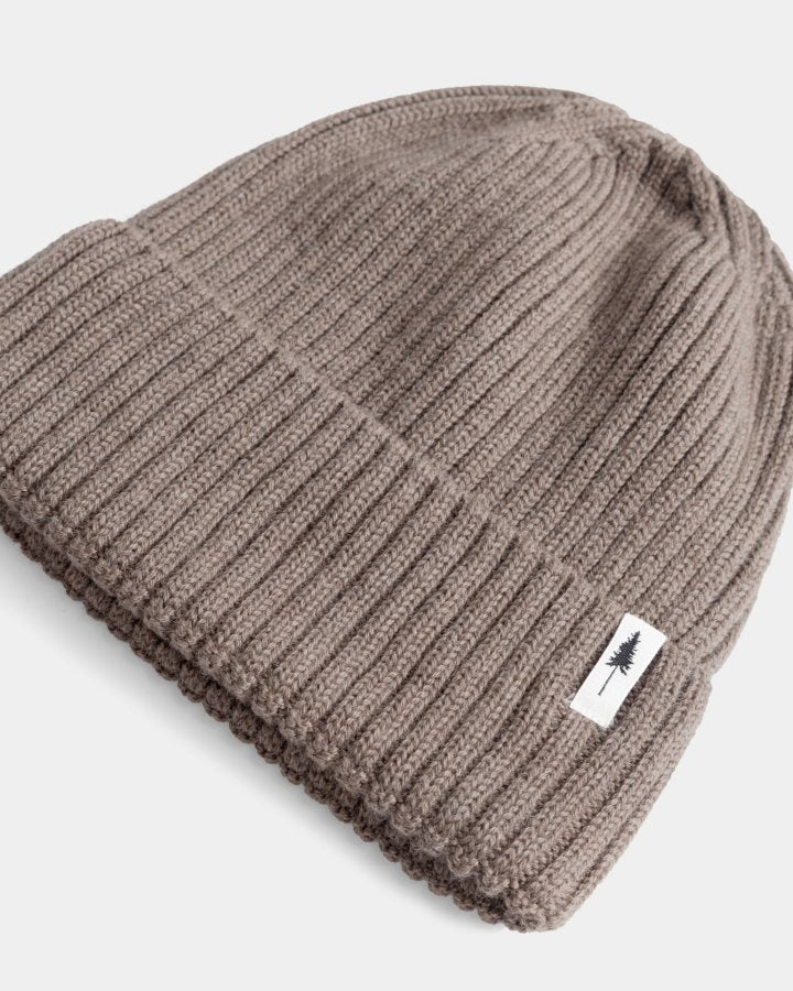 NIKIN Treeanie Merino Mütze Taupe Mel 100% Merinowolle gerippt