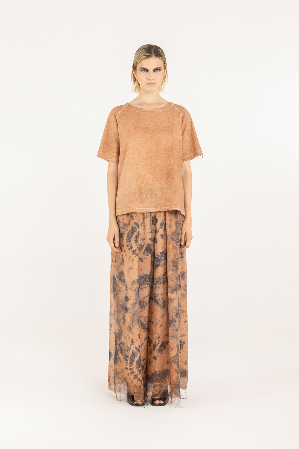 Sanctamuerte T-Shirt Ampia Shirt Musselin-Baumwolle weit