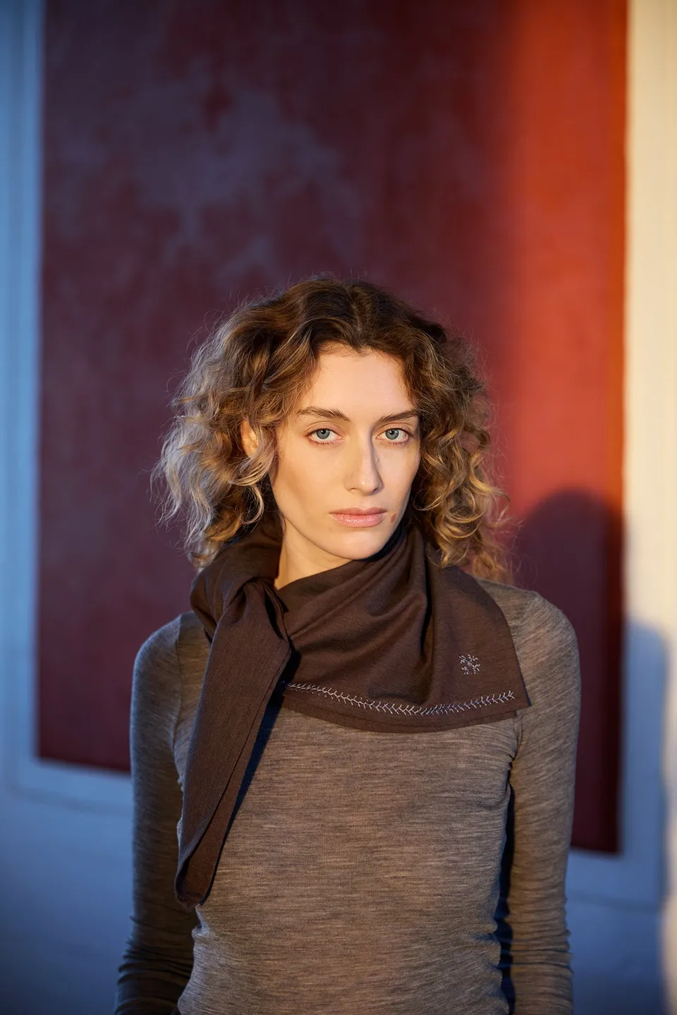Christiane Strobel FELICE Tuch Baumwolle Kaschmir Mocha Brown
