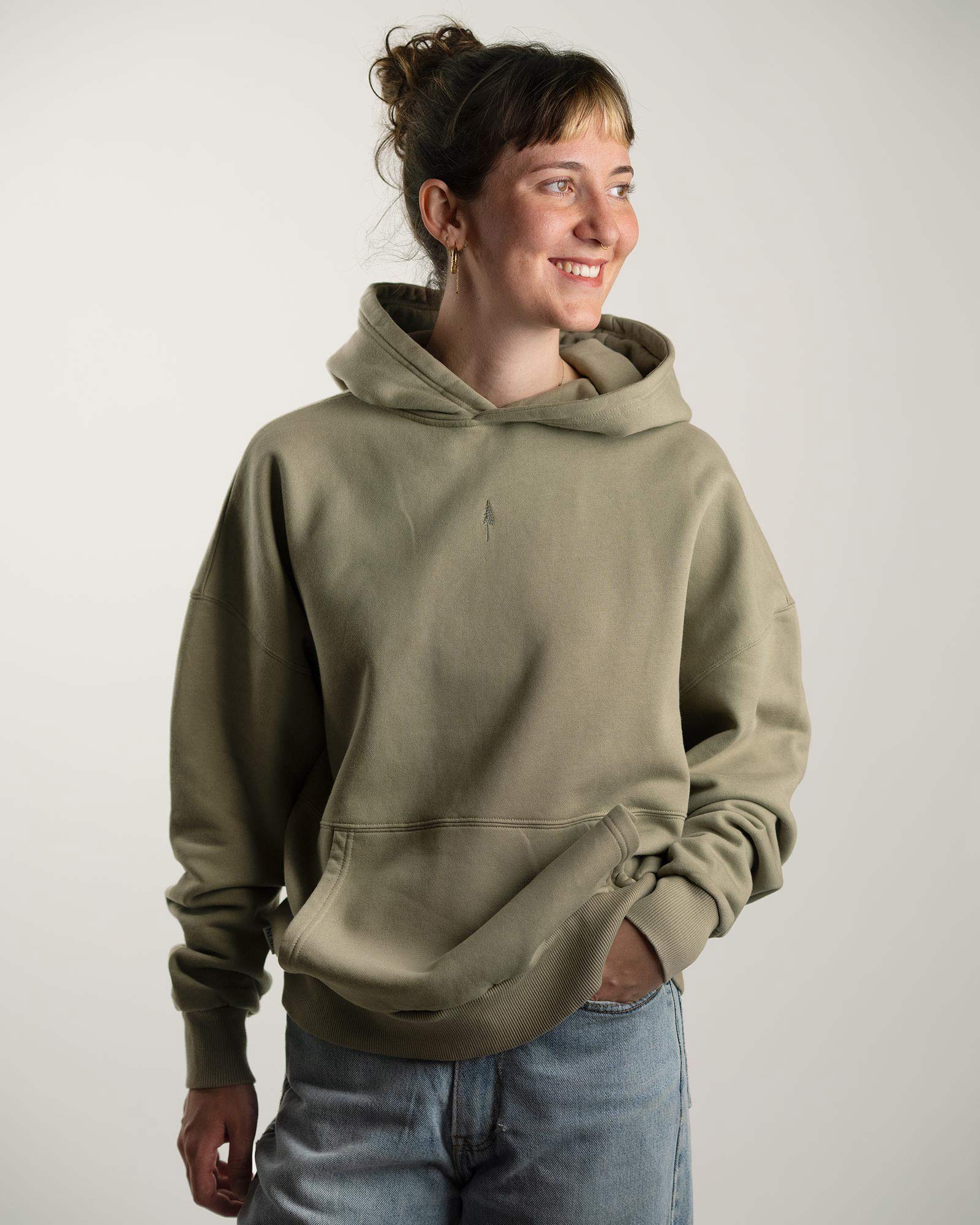 NIKIN TreeHoodie Oversized Hoodie Stone Dust Bio-Baumwolle