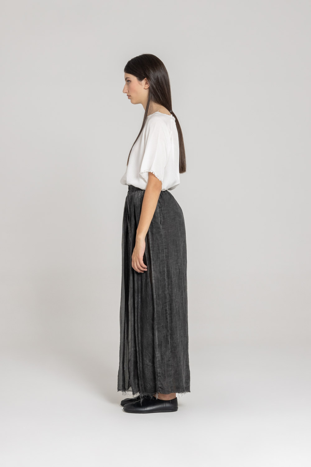 Sanctamuerte Pantaloni Palazzo Hose Leinen Gummibund