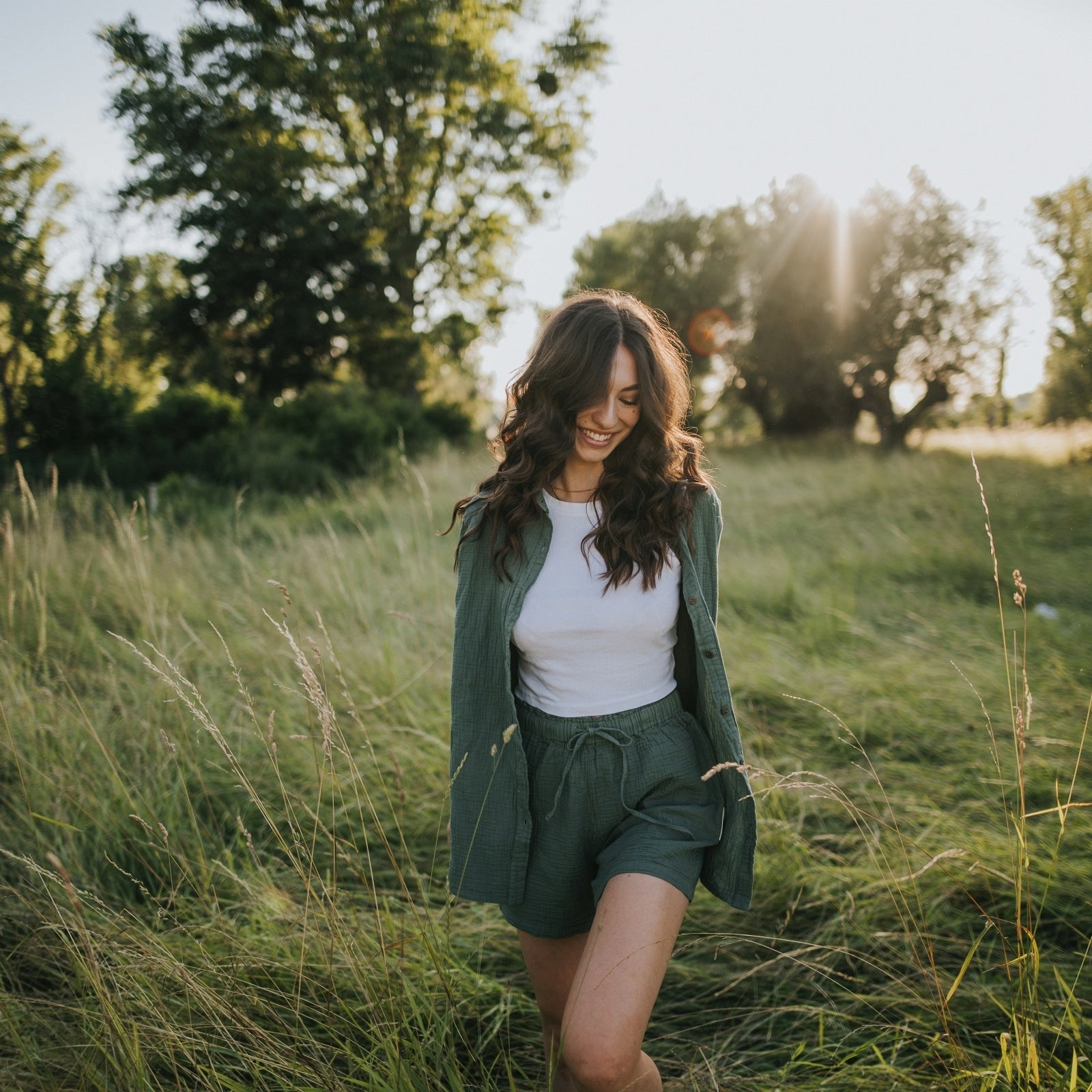 Nordlicht Leja Musselin Shorts Damen Grün locker
