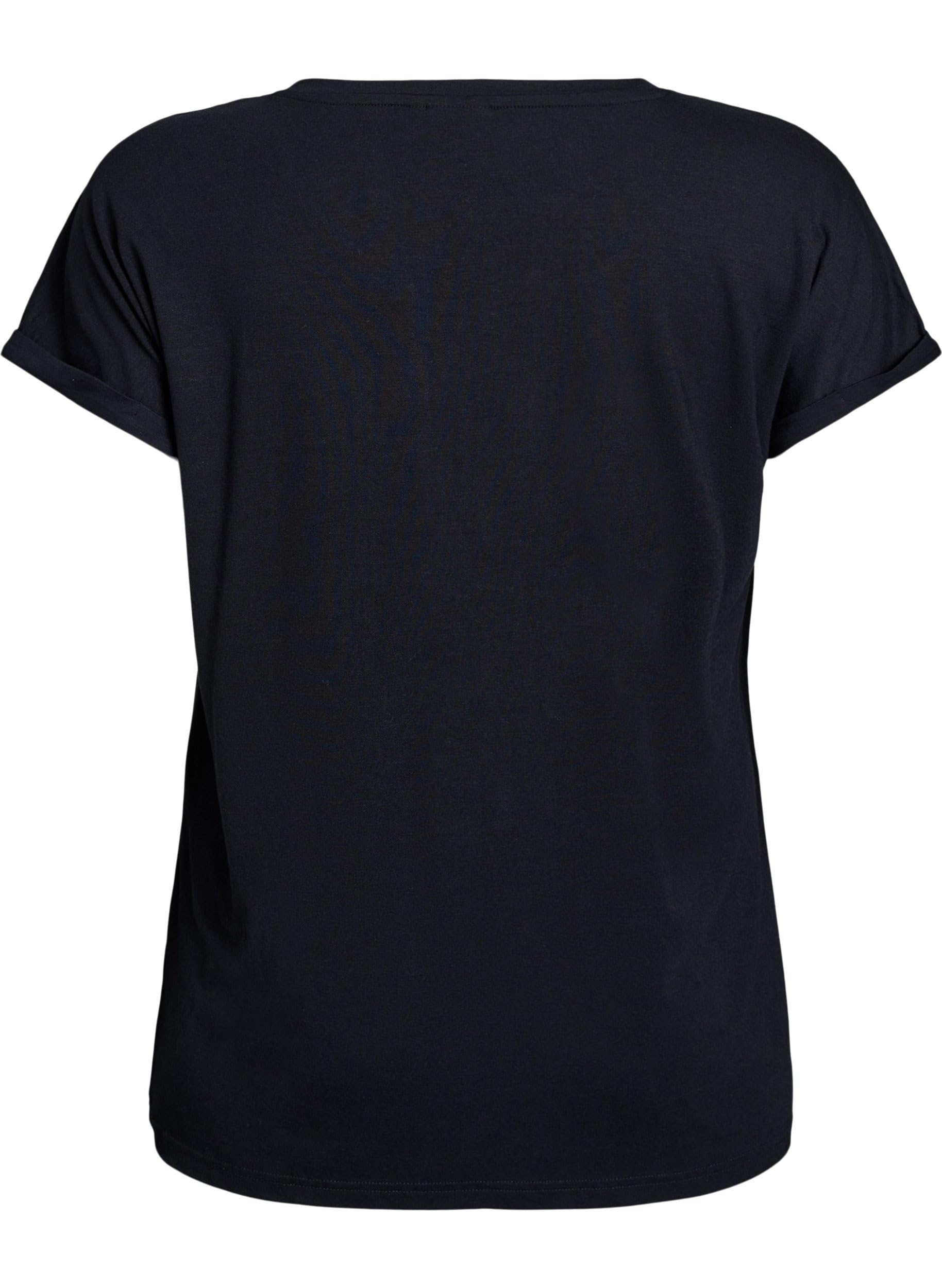 Zizzi T-Shirt Rundhals Viskose Black Solid 46-48 Große Größen