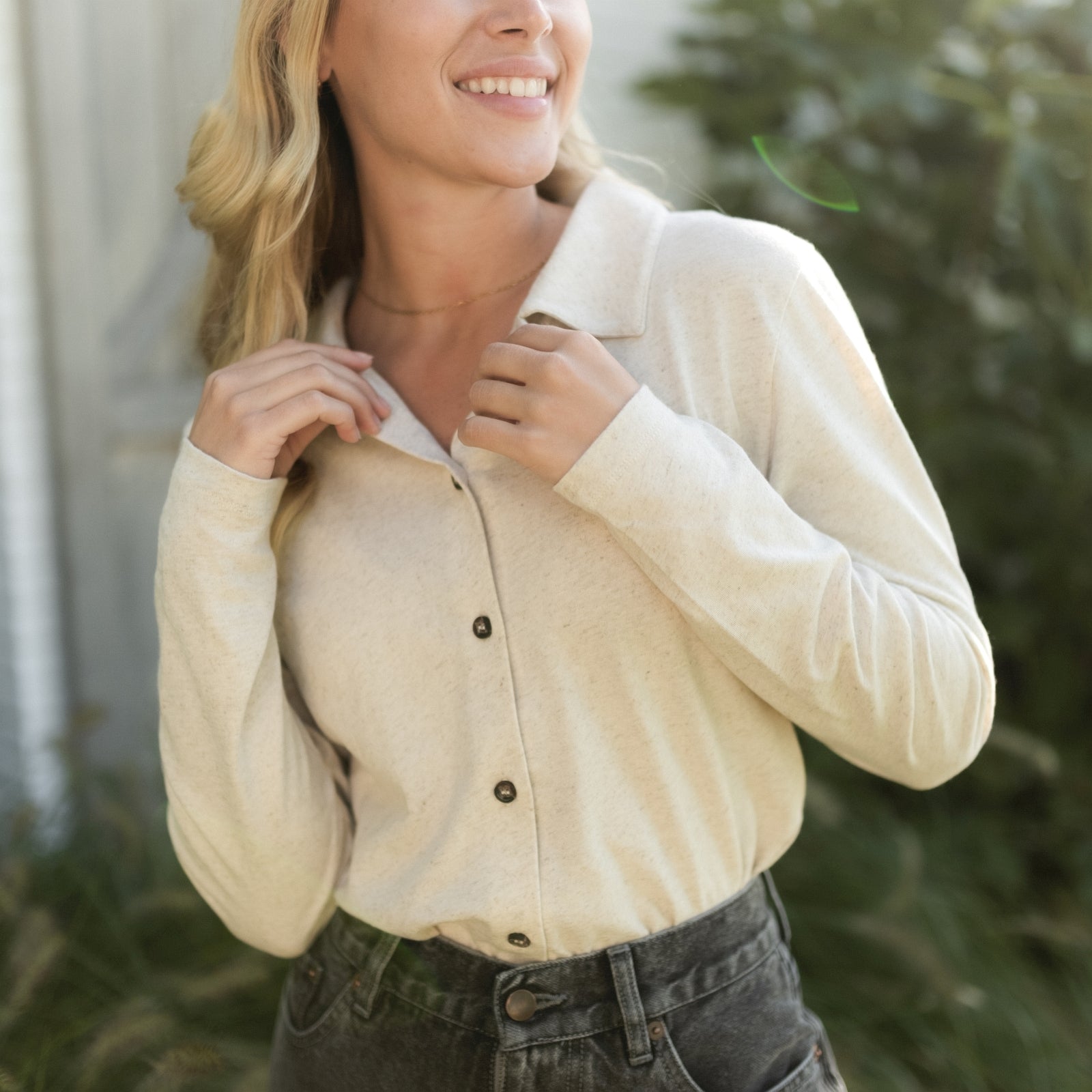 NORDLICHT Sara Jersey-Bluse Leinen-Bio-Baumwolle