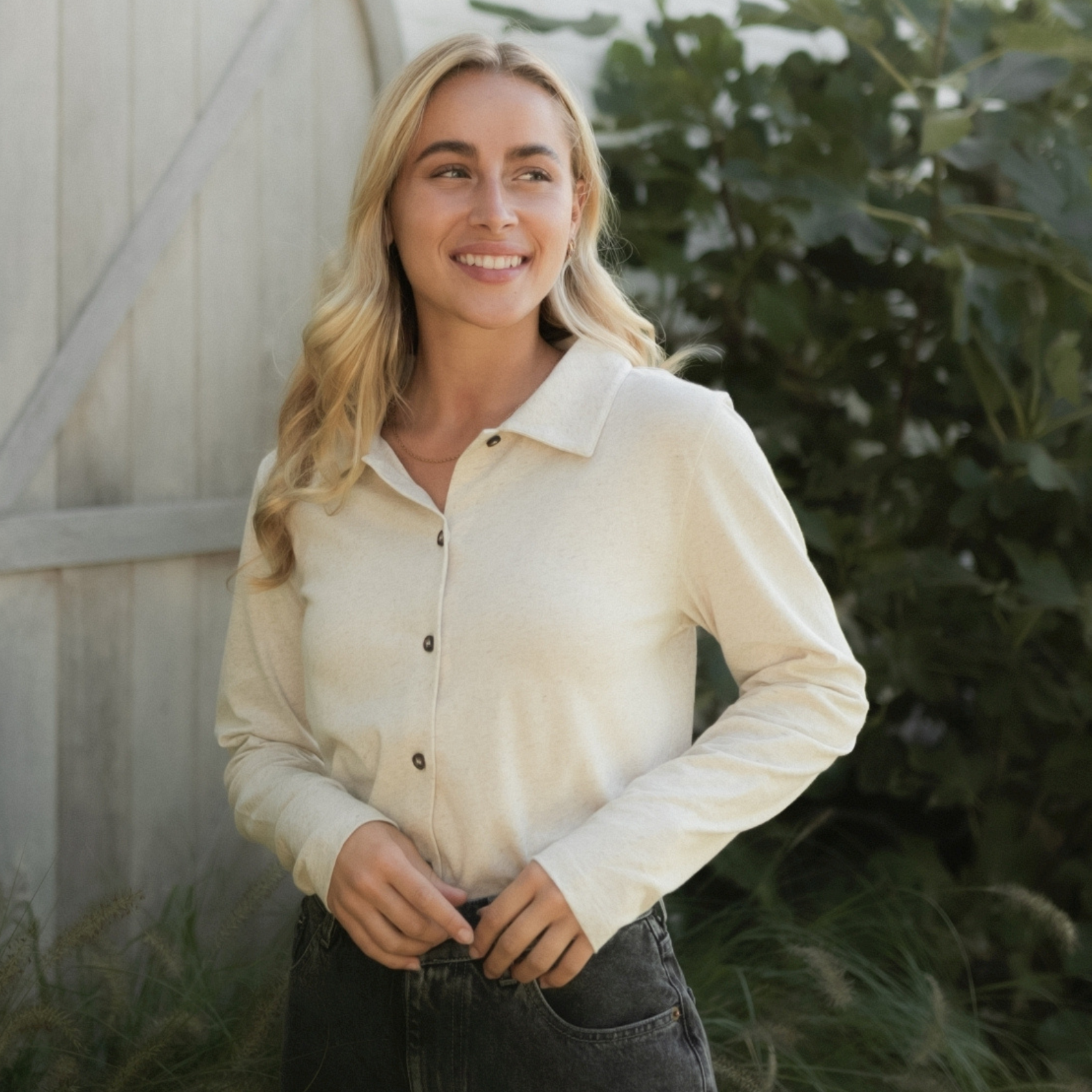 NORDLICHT Sara Jersey-Bluse Leinen-Bio-Baumwolle
