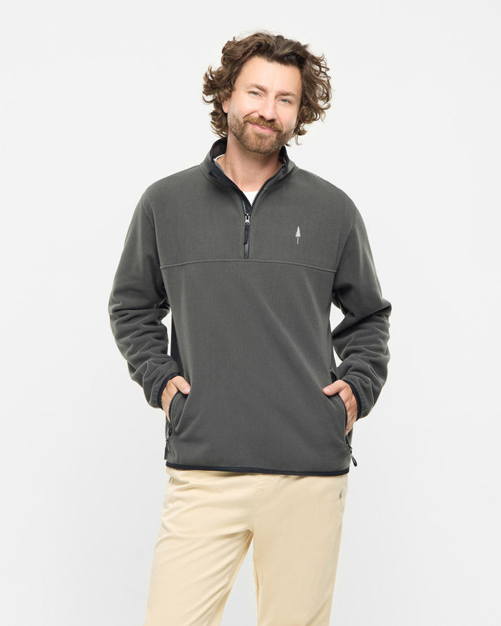 NIKIN TreeFleece Quarter Zip Pullover Ash Green Fleece