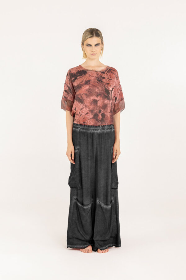 Sanctamuerte Pantaloni Palazzo Cargo Hose Viskose