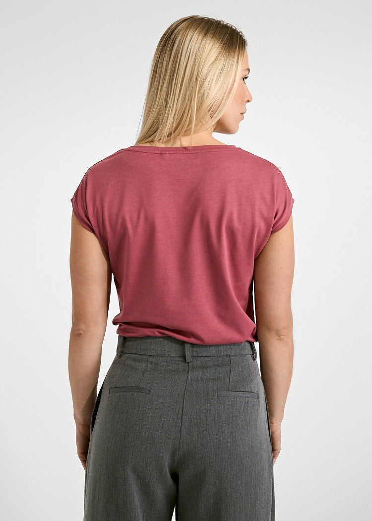 Wijld Woodshirt Elena Damen T-Shirt Earth Red lockerer Schnitt