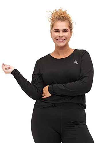 Zizzi ABASIC T-Shirt Langarm Quick Dry Schwarz 42-44