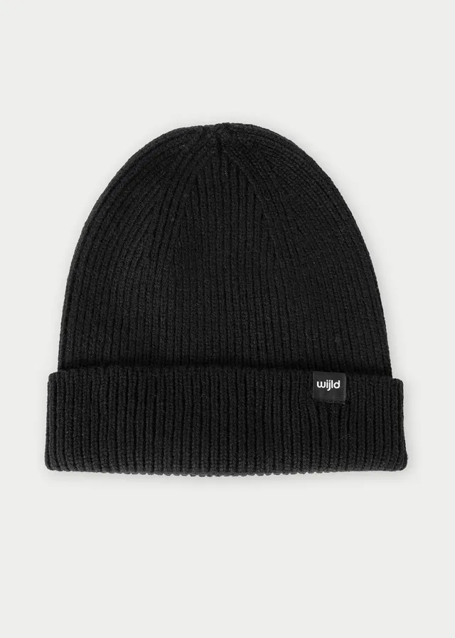 Wijld Kim Beanie Mütze Schwarz Recyclingwolle
