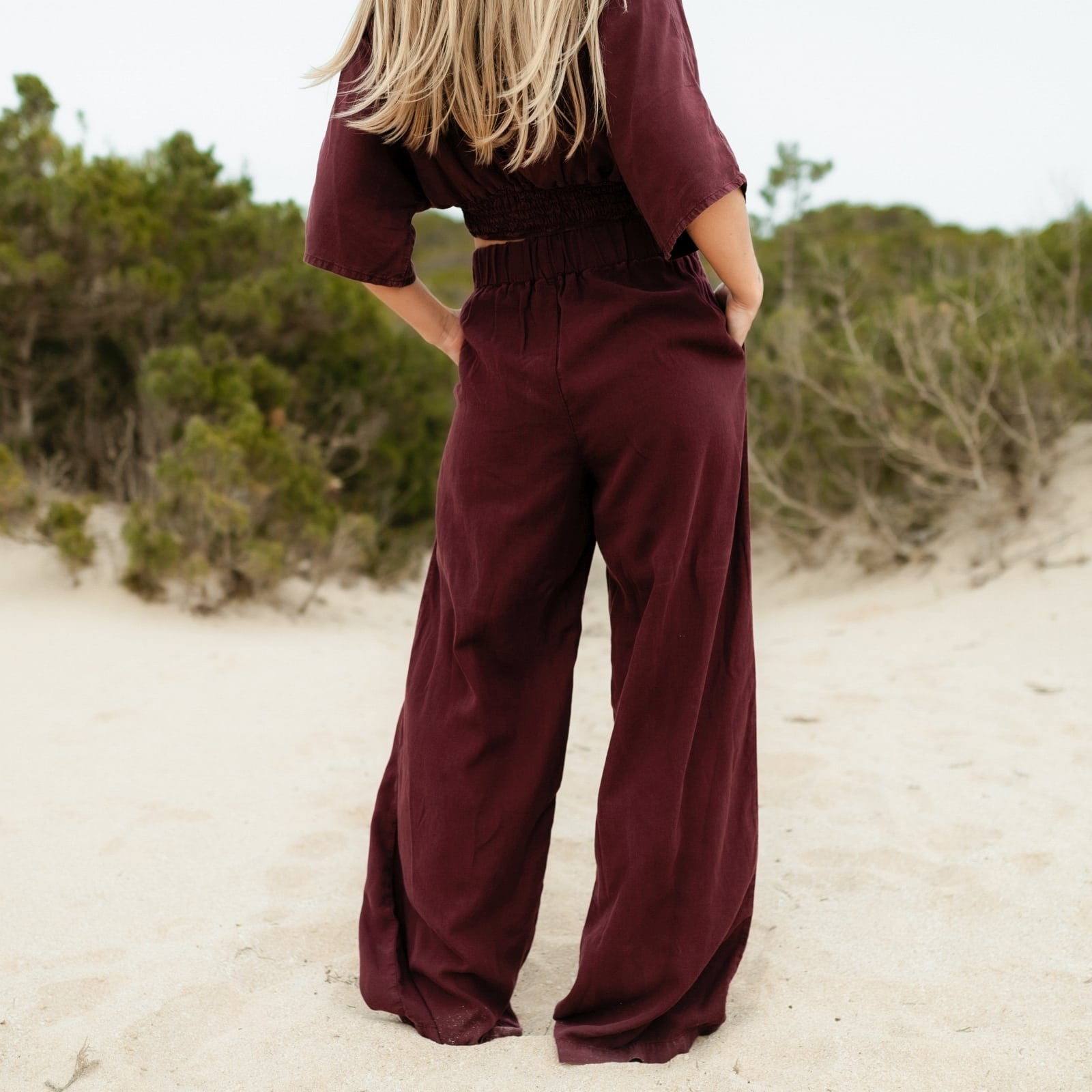 Nordlicht Nora Palazzo Hose Bordeaux Tencel