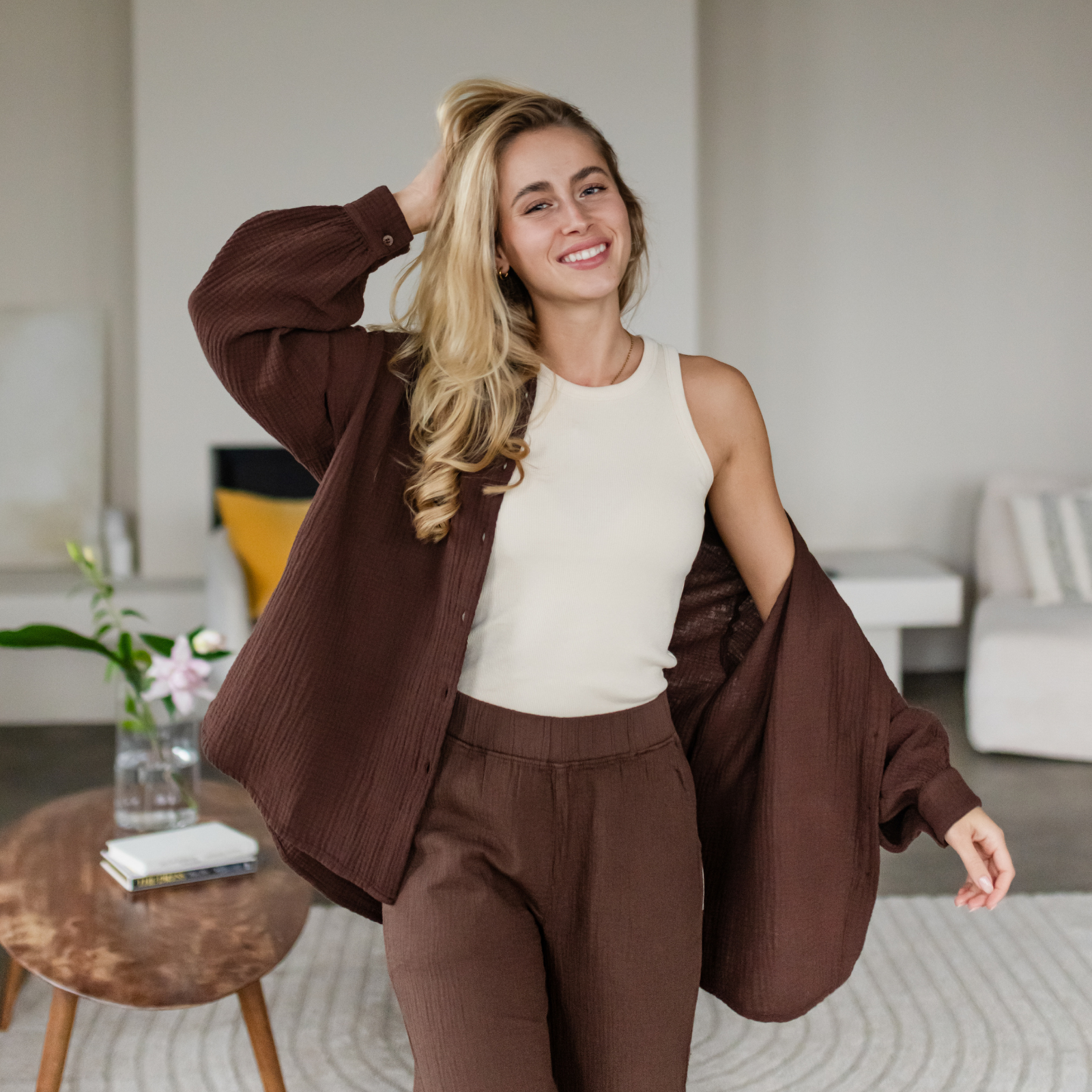 Nordlicht Falla Oversize Musselinbluse Braun Bio
