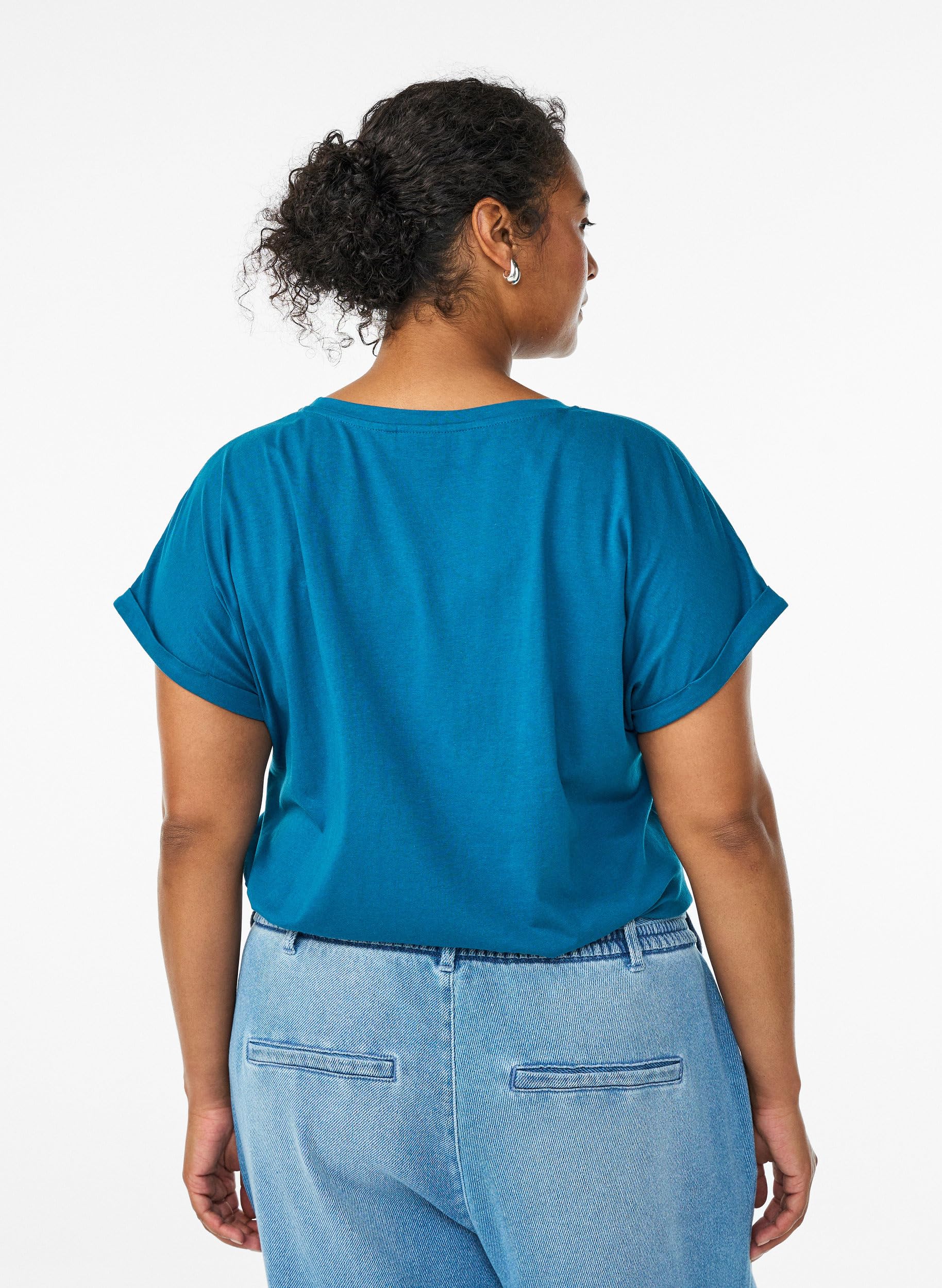Zizzi T-Shirt Baumwollmix Rundhals Relaxed Fit Große Größen