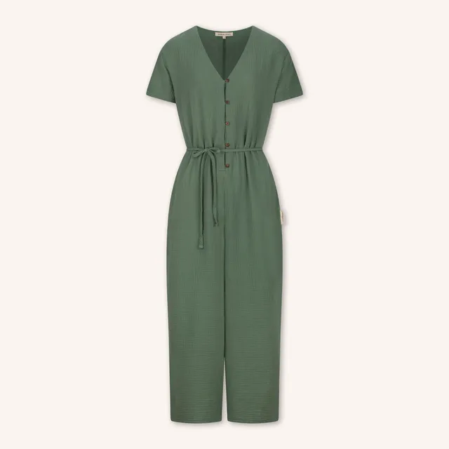 NORDLICHT Lara Musselin Jumpsuit Grün Bio-Baumwolle