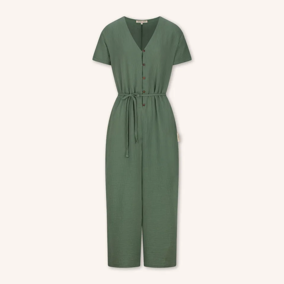 NORDLICHT Lara Musselin Jumpsuit Grün Bio-Baumwolle