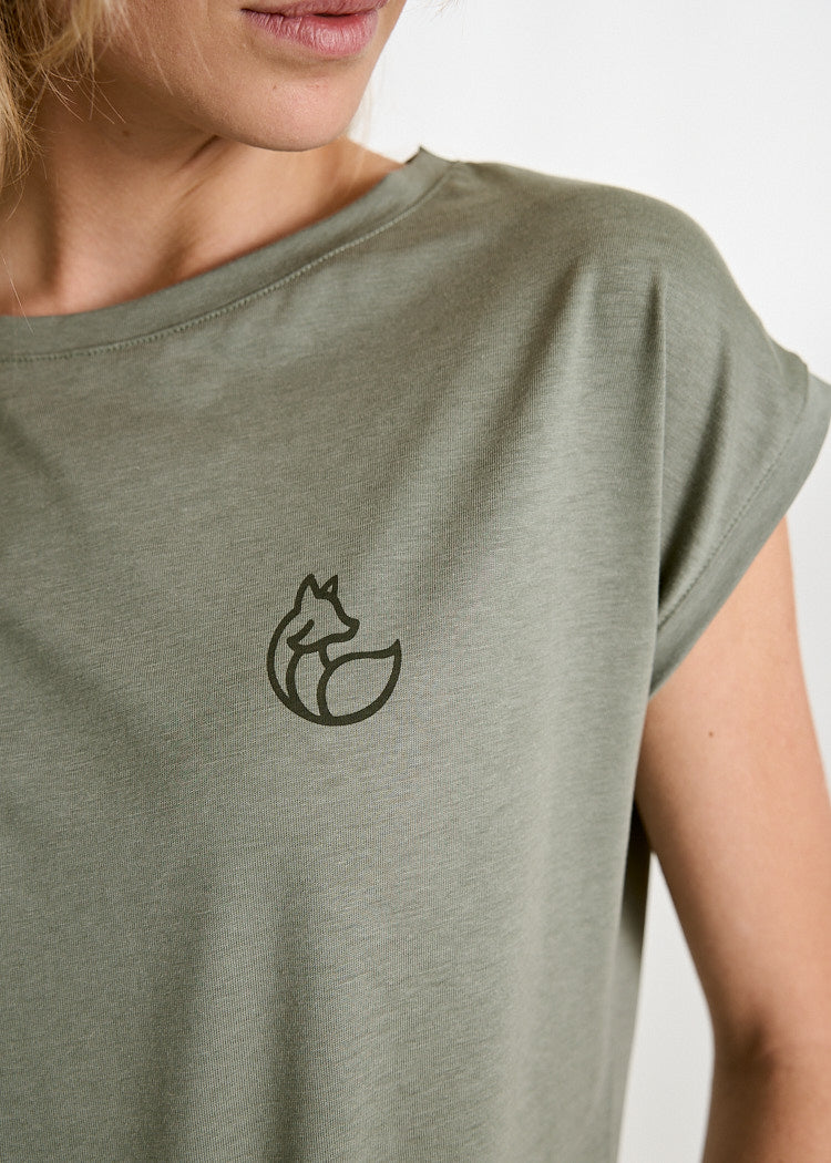 Wijld Elena Green Fox Damen T-Shirt Holzfaser