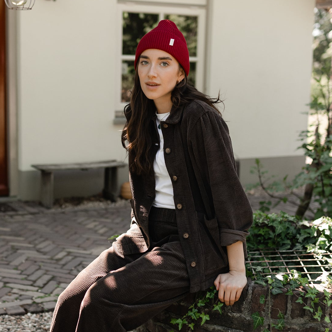 NORDLICHT Nola Grobstrick Mütze Bio-Baumwolle Rot