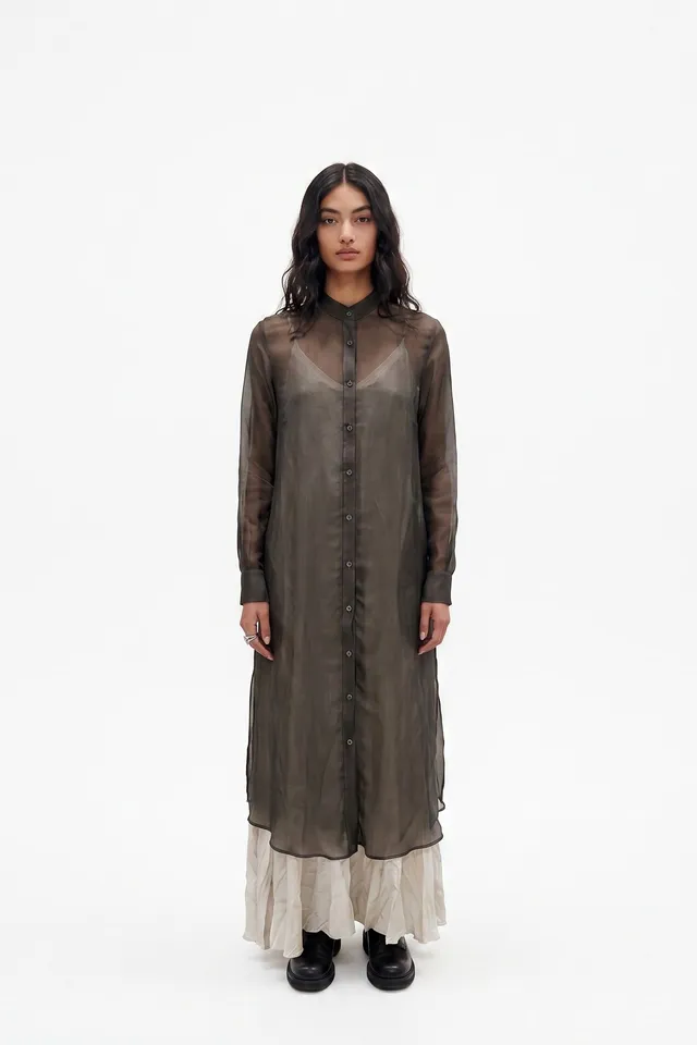 Sanctamuerte Abiti Chemisier Hemdkleid Chiffon
