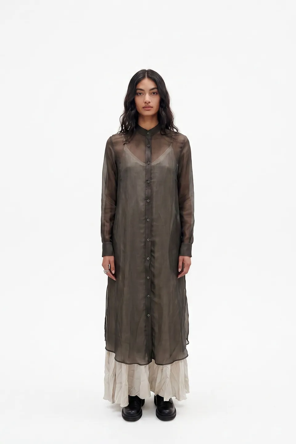 Sanctamuerte Abiti Chemisier Hemdkleid Chiffon