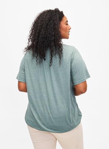 Zizzi Melange Bluse Kurzarm Rundhals Recycelt Große Größen