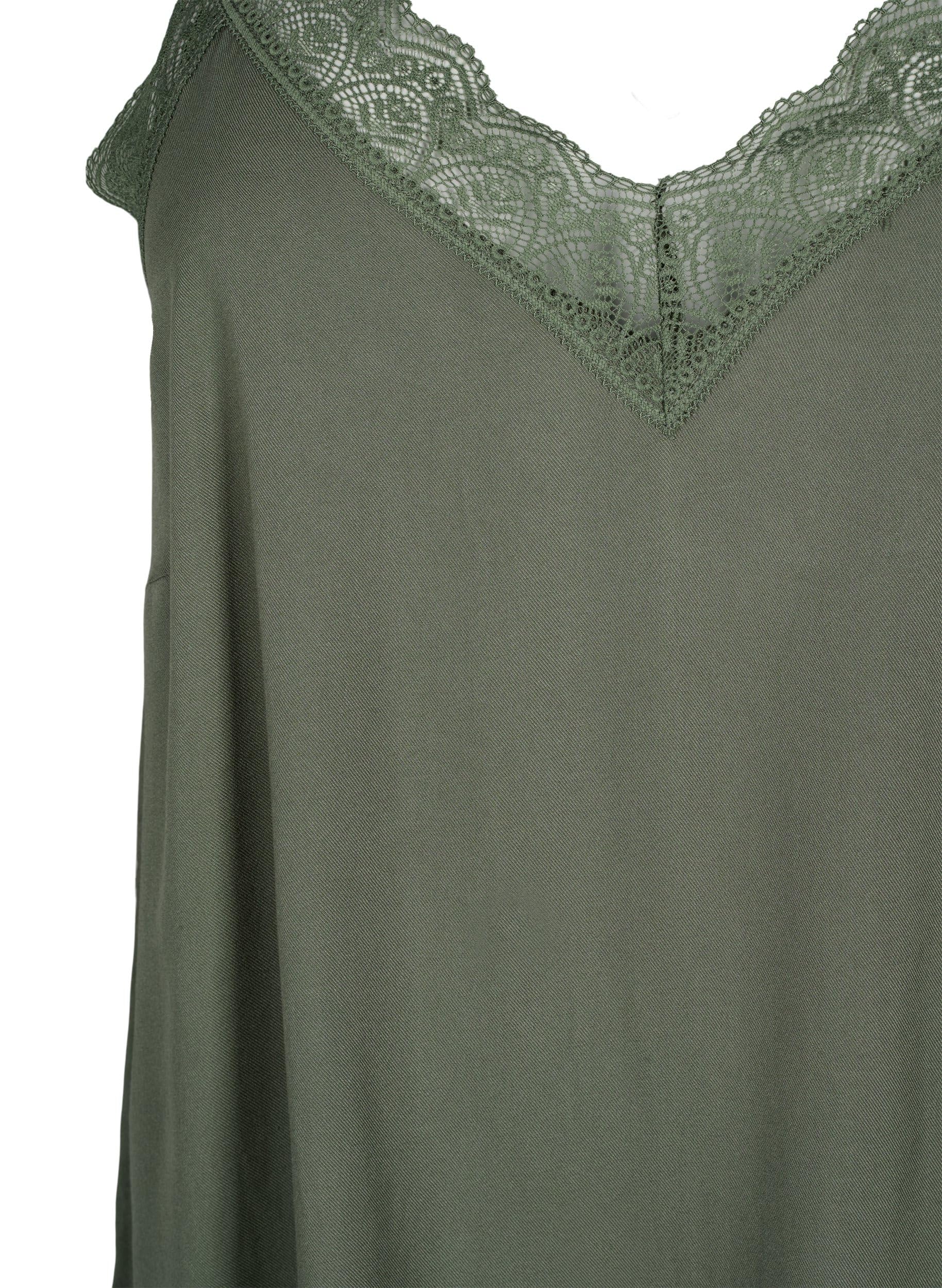 Zizzi T-Shirts & Tops Singlet Top Viskose Spitze V-Ausschnitt