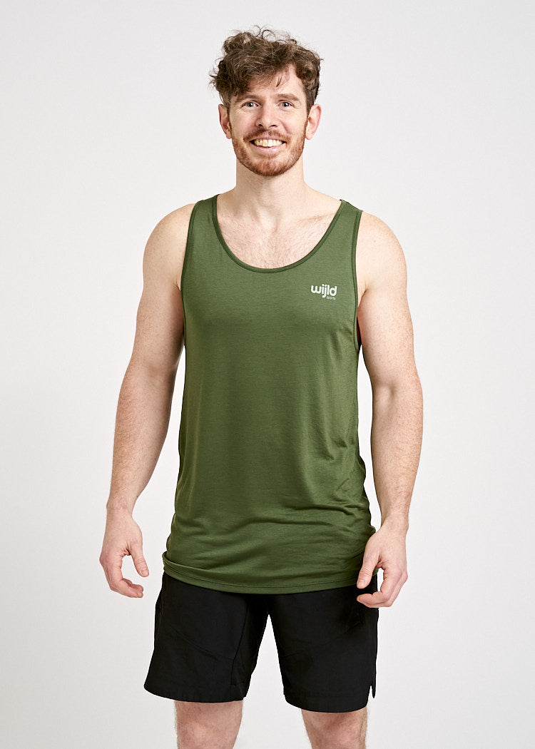 Wijld Sport Tank Top Herren Olive Atmungsaktiv