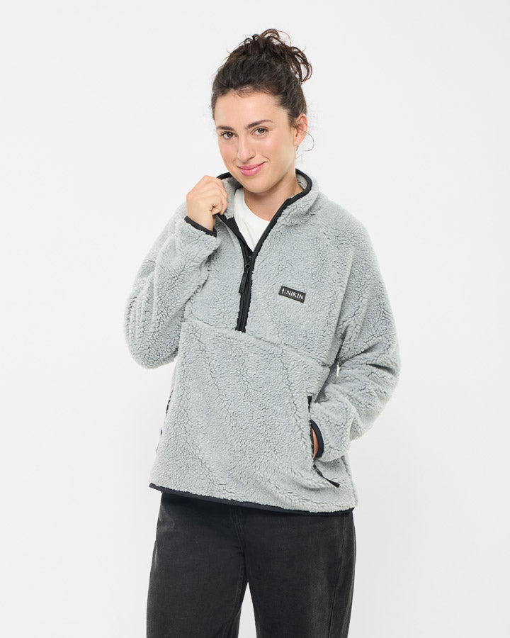 NIKIN TreeFleece Teddy Pullover Damen Grey Mel Fleece