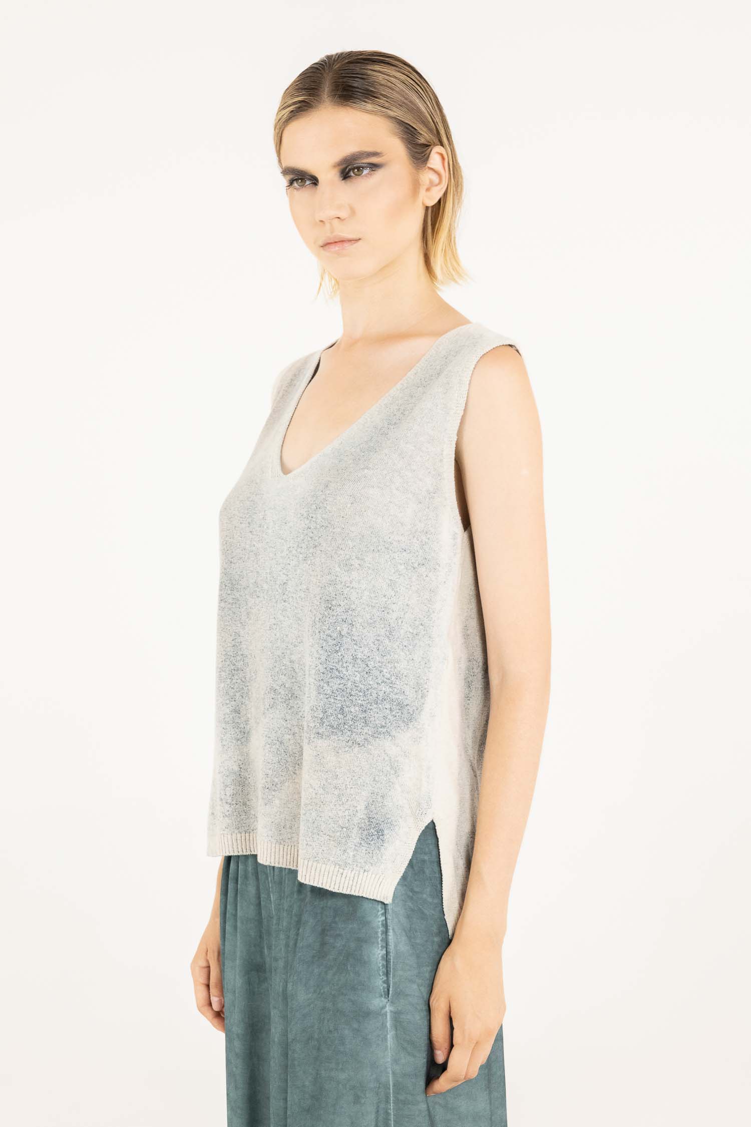 Sanctamuerte Top Tank Top Wende-Top V-Ausschnitt Degradé