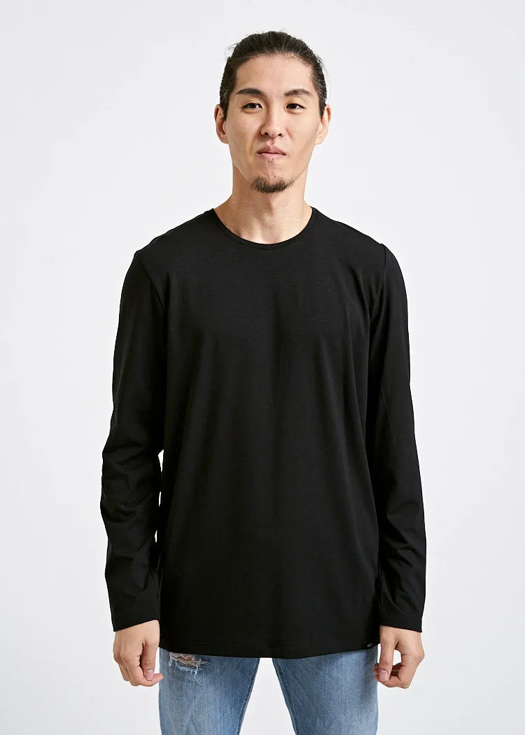 Wijld David Langarmshirt Black anliegend Holzfaser