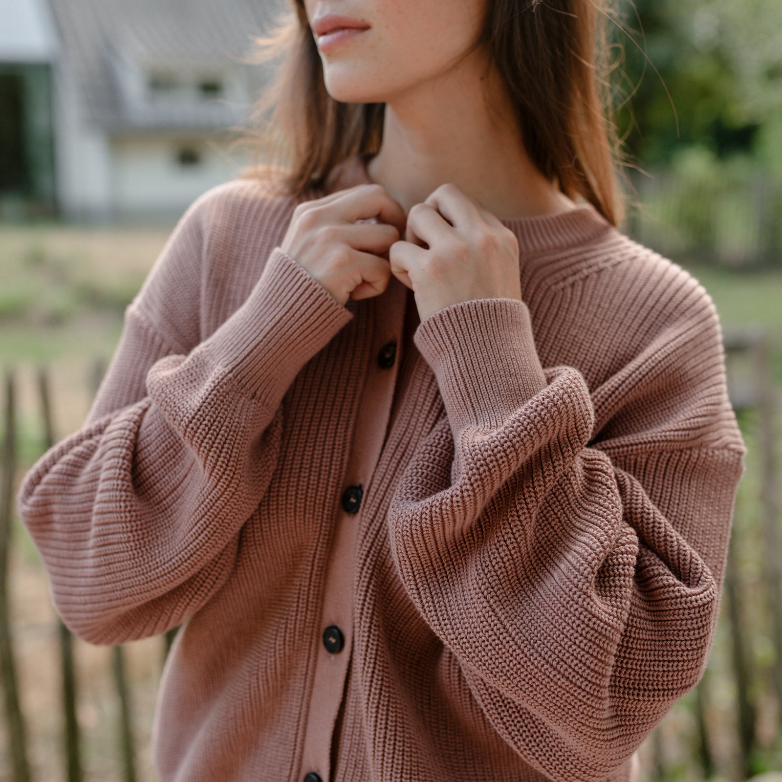 Nordlicht Romy Strickjacke Altrosa Baumwolle