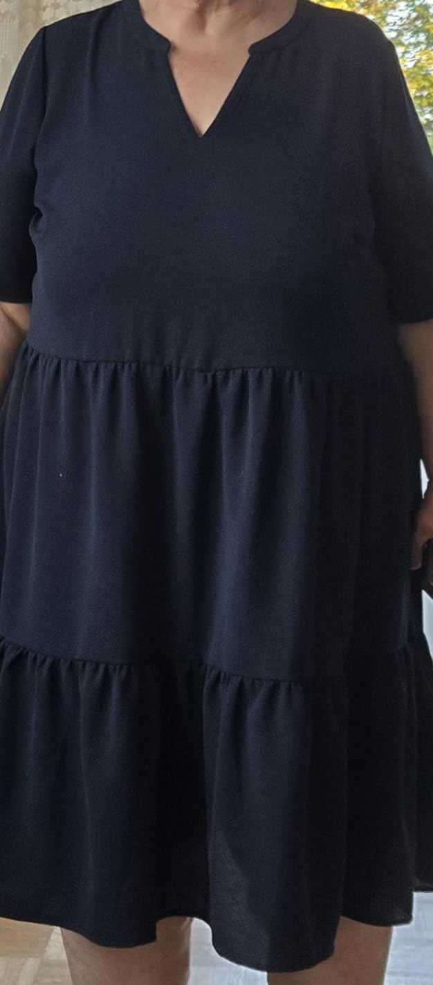 Zizzi Dresses Kleid Kurzarm V-Ausschnitt A-Linie Gr.42-60