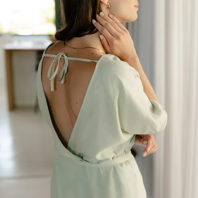 NORDLICHT Tilda Wickelkleid Tencel Grün Rückenausschnitt