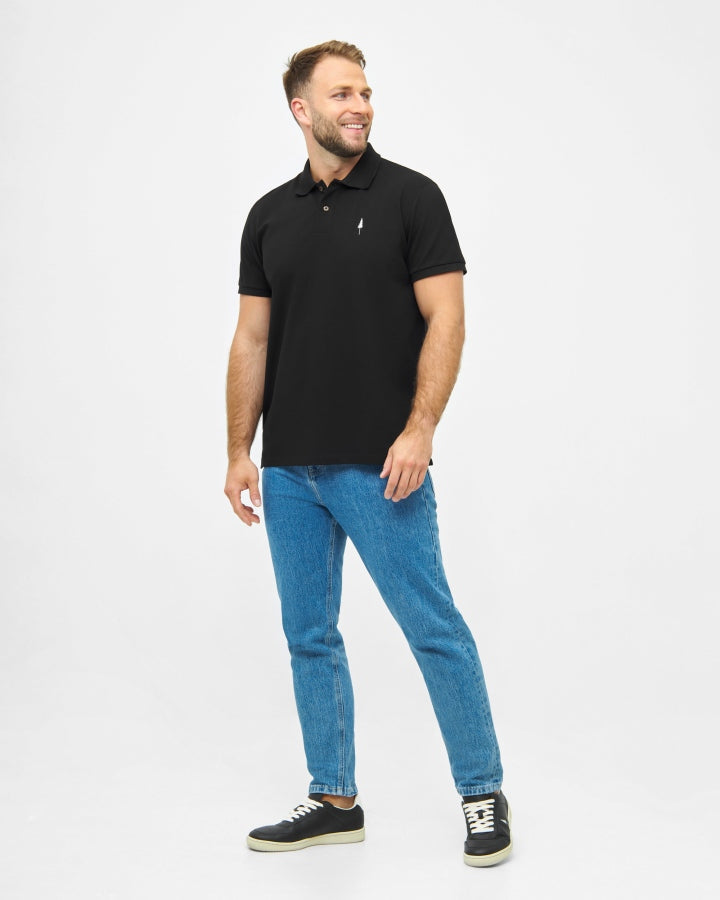 NIKIN TreePolo Poloshirt Schwarz Bio-Baumwolle GOTS