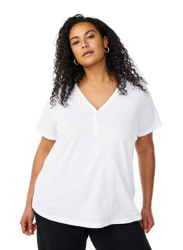 Flash by Zizzi T-Shirt V-Ausschnitt Bio-Baumwolle Große Größen