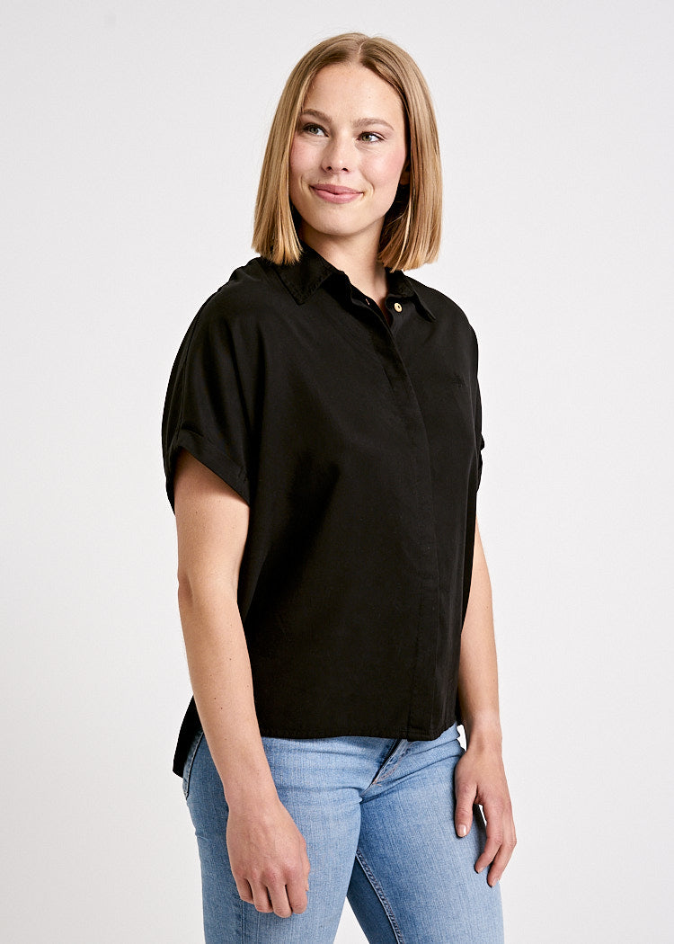 Wijld Twill Bluse Black Damen-Bluse Lyocell