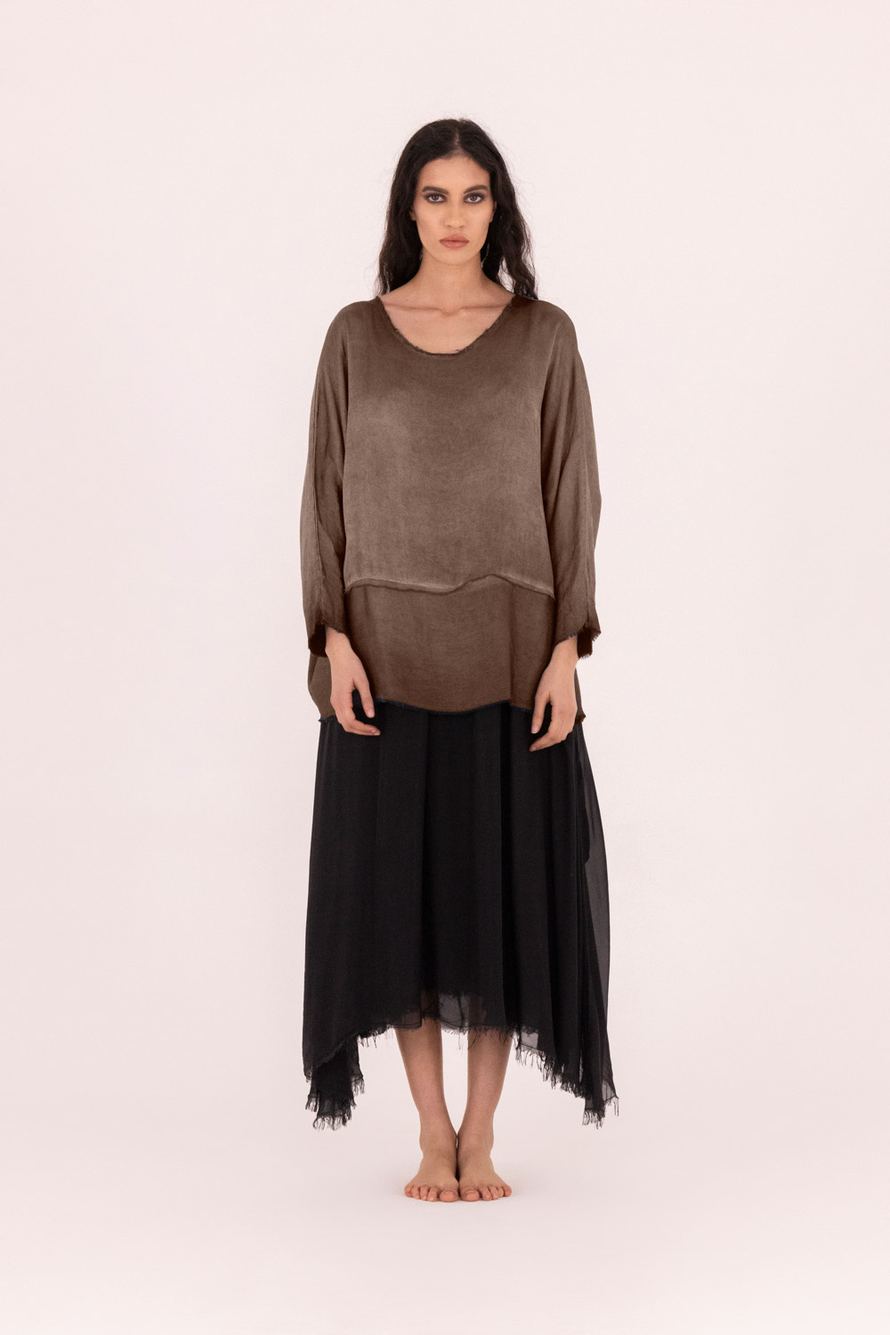 Sanctamuerte T-Shirt Girocollo Langarm T-Shirt Viskose