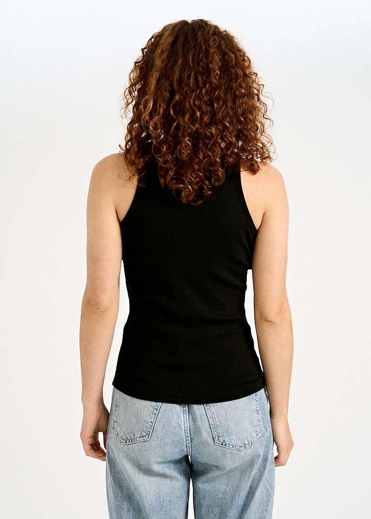 Wijld Irene Damen Ripp Tank Top Black Bio-Baumwolle