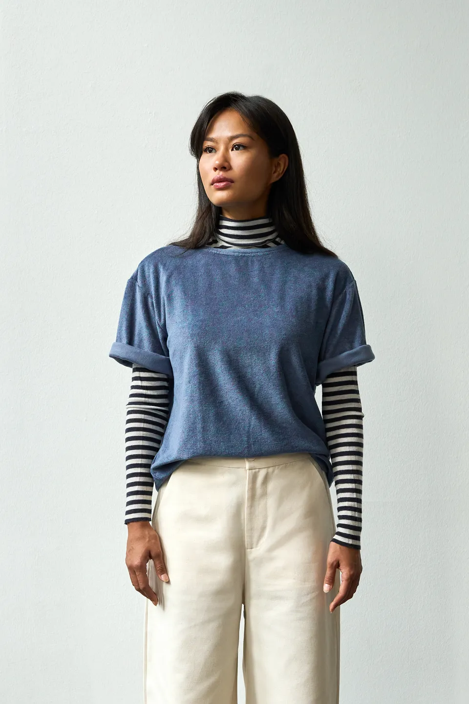 Christiane Strobel JULIA Frottee T-Shirt Blau Bio-Baumwolle