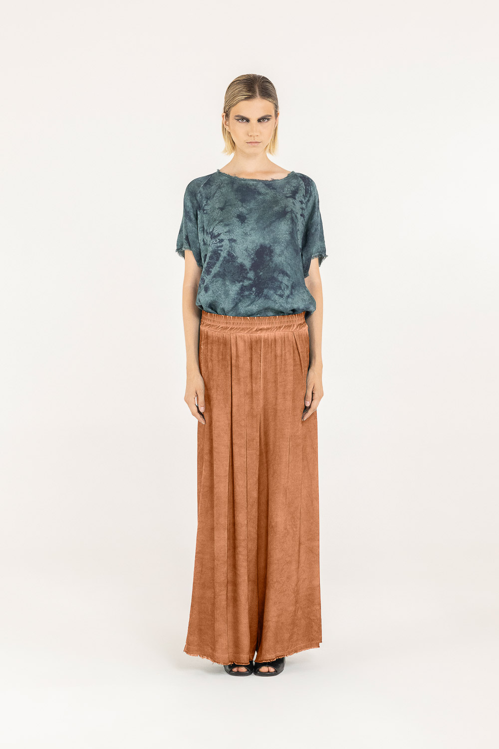 Sanctamuerte Pantaloni Pantalone Palazzo Hose Viskose weit