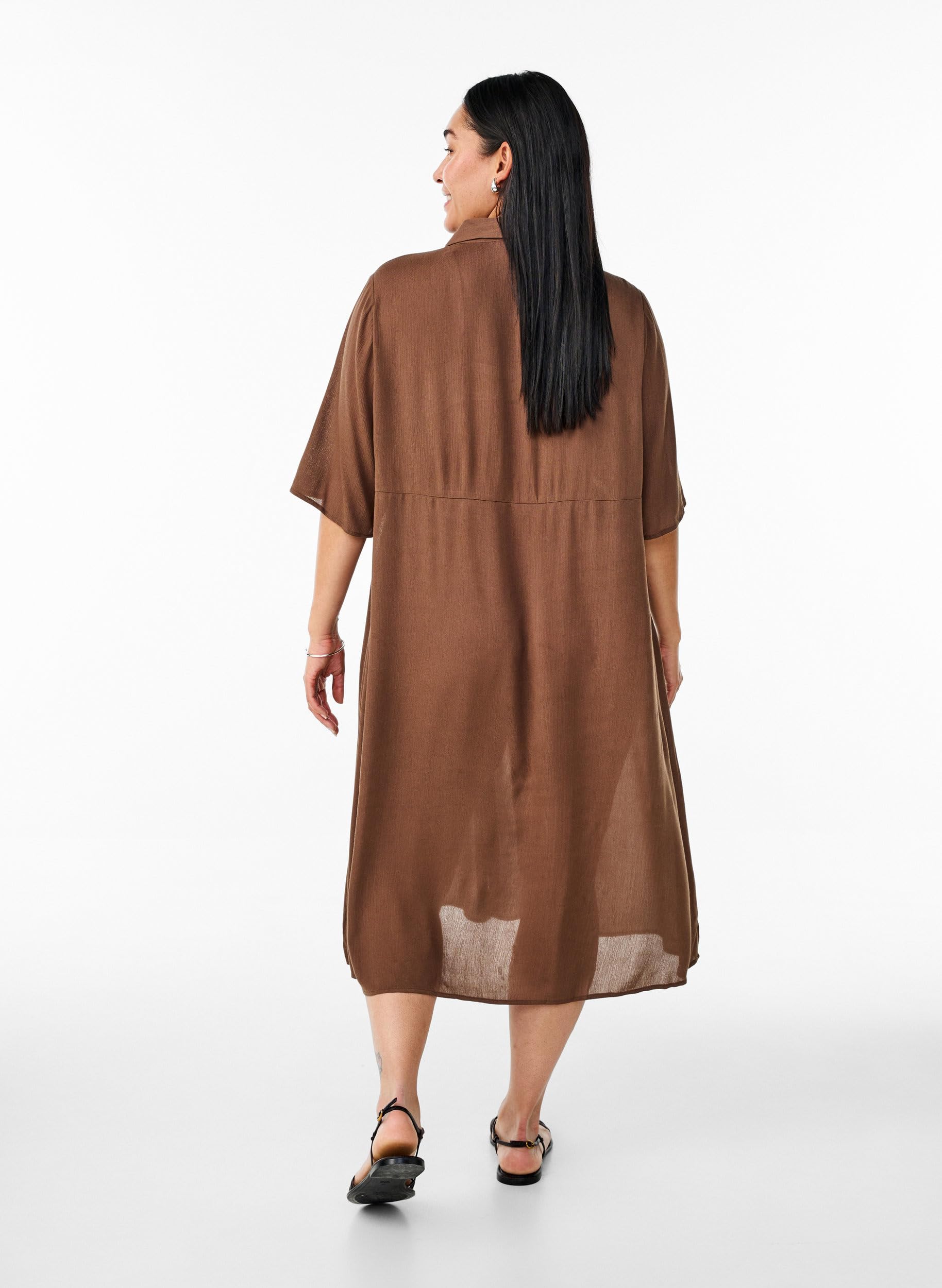 Zizzi Dresses Blusenkleid Viskose Kurzarm Midilänge