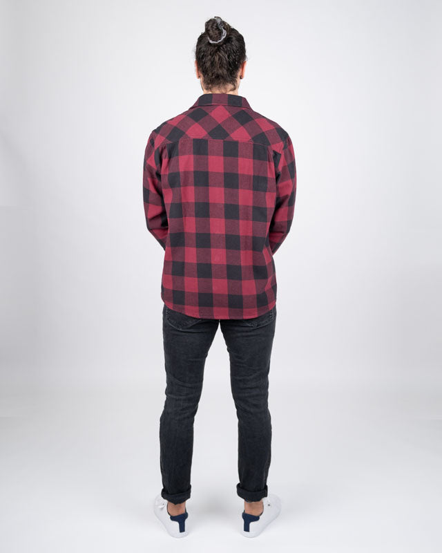 NIKIN TreePlanter Overshirt Check Hemd Deep Maroon-Black
