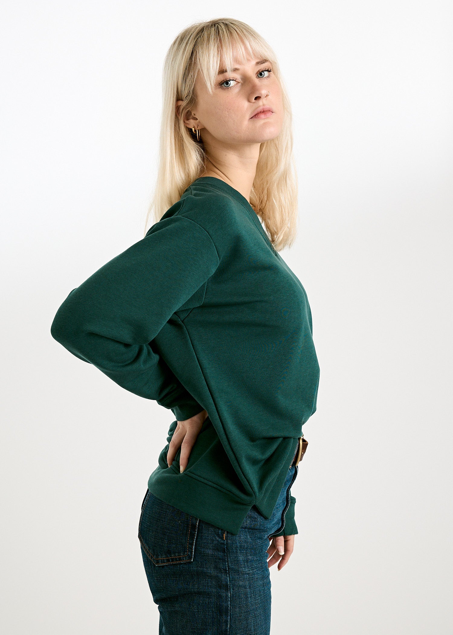 Wijld Sweater Ada Pullover Sea Moss V-Ausschnitt Holz