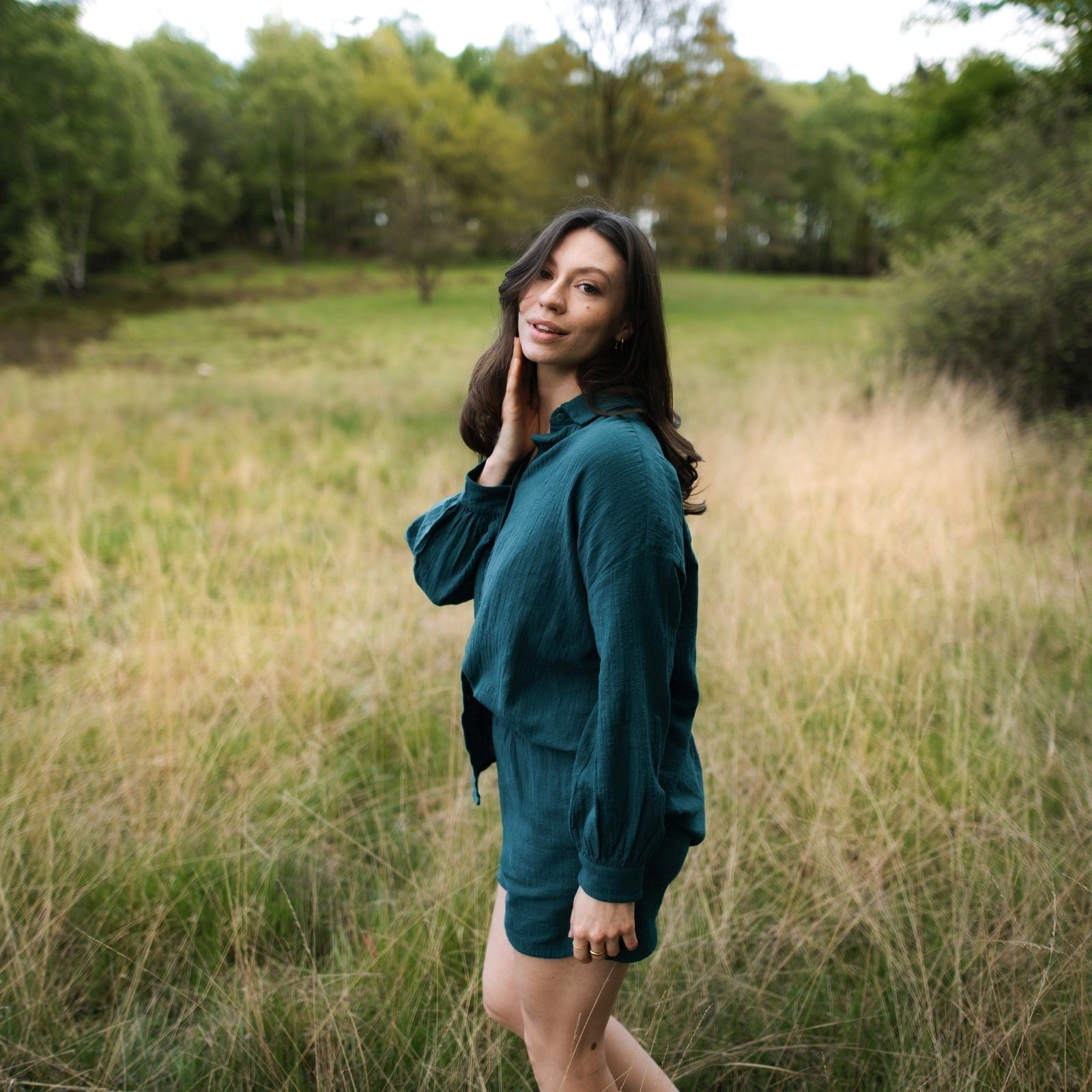 NORDLICHT Sofia Oversize Bluse Leinenstruktur M Bio