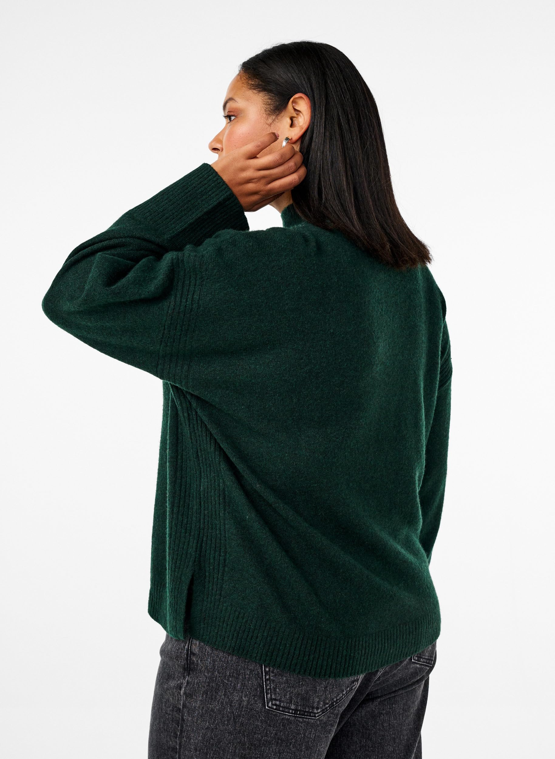 Zizzi Strickpullover hoher Kragen Wolle Ripp 42-60