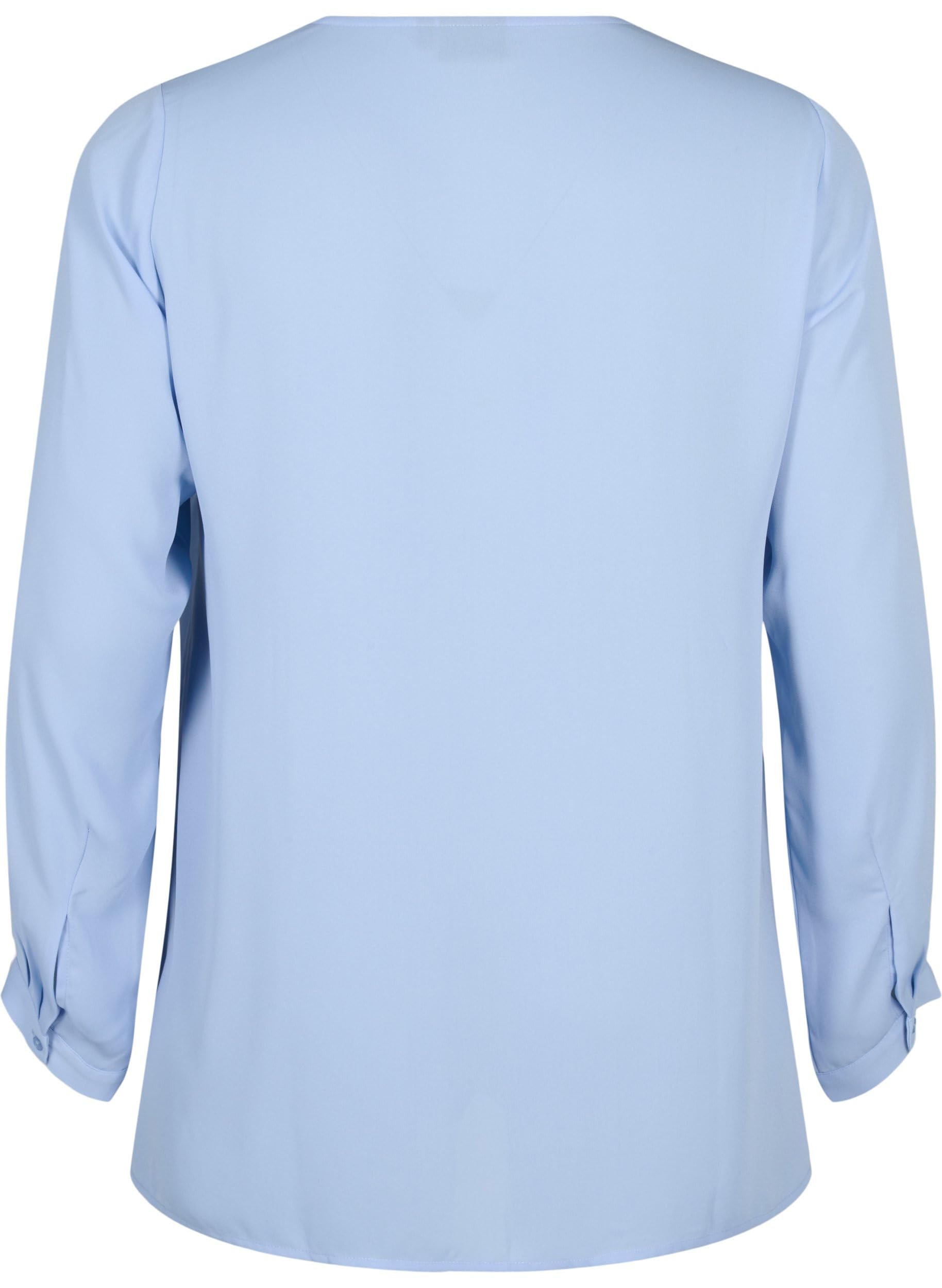 ZIZZI Shirt V-Ausschnitt Langarm Große Größen Hemd-Bluse