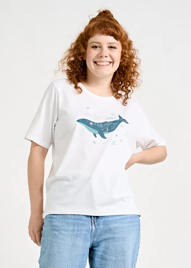 Wijld Woodshirt Tilda Spacewhale Damen T-Shirt Weiß Print