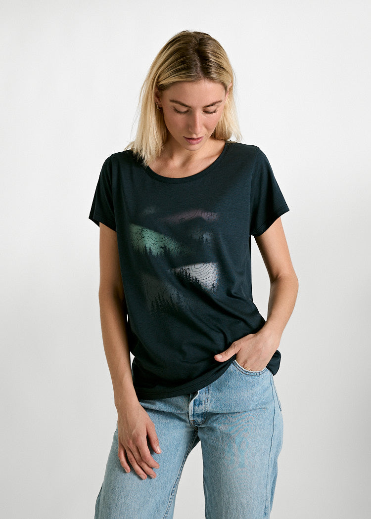 Wijld Lena Brushed Fields Damen T-Shirt Holzfaser