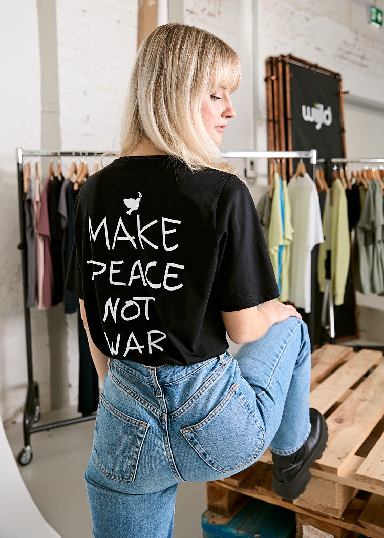 Wijld WoodShirt Tilda Make Peace Not War Damen T-Shirt Lyocell
