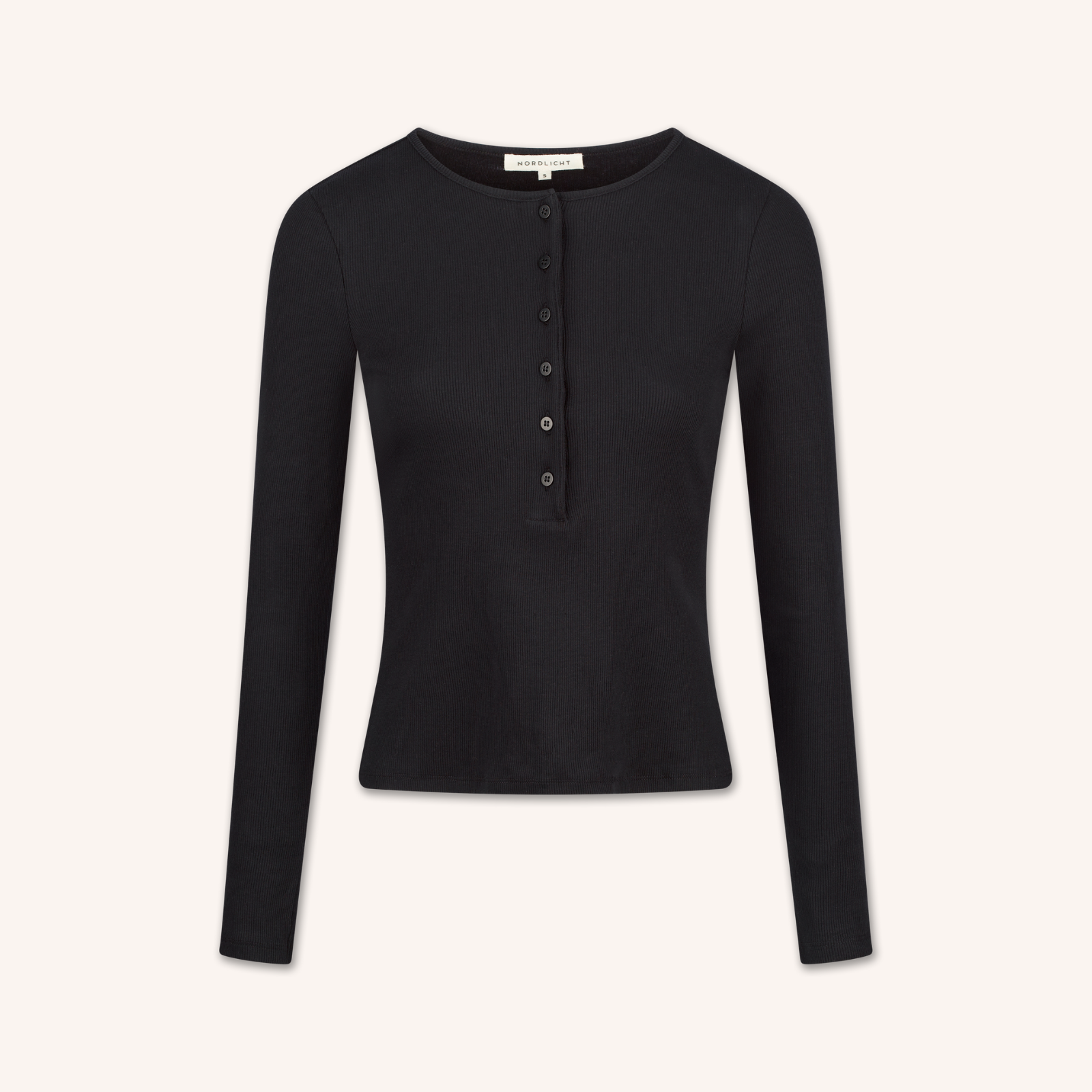 NORDLICHT Lucia Henley Rippshirt Longsleeve Schwarz